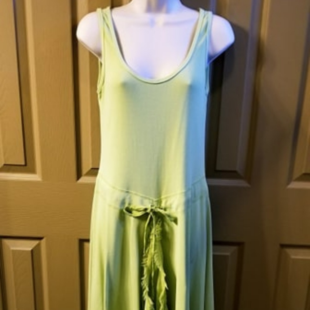 Barbara Lesser Sun Dress Lime/Avocado Green Sz M